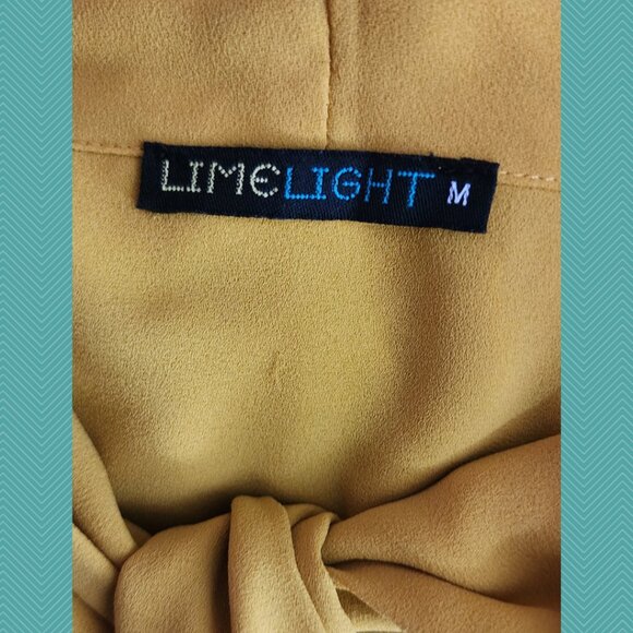 Limelight Yellow Tie Neck V-Neck Blouse Career - Picture 4 of 4